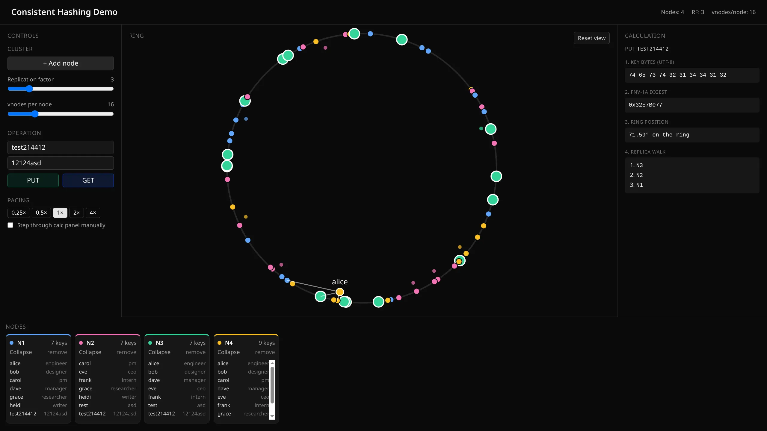 Consistent hashing demo project ui